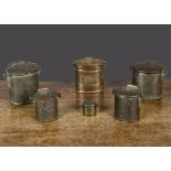 Small 19th Century dairy cans, one stamped ‘Stanley & Son Makers’, the lid engraved F Stillson —2¾