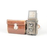 A Rolleicord I TLR Camera, nickel plated, body F-P, paint work re-touched, surface oxidation, some