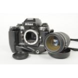 A Nikon F4s SLR Camera, serial no. 2 274 275, body F-G, dirt to prism optics, wear to end of MB-21