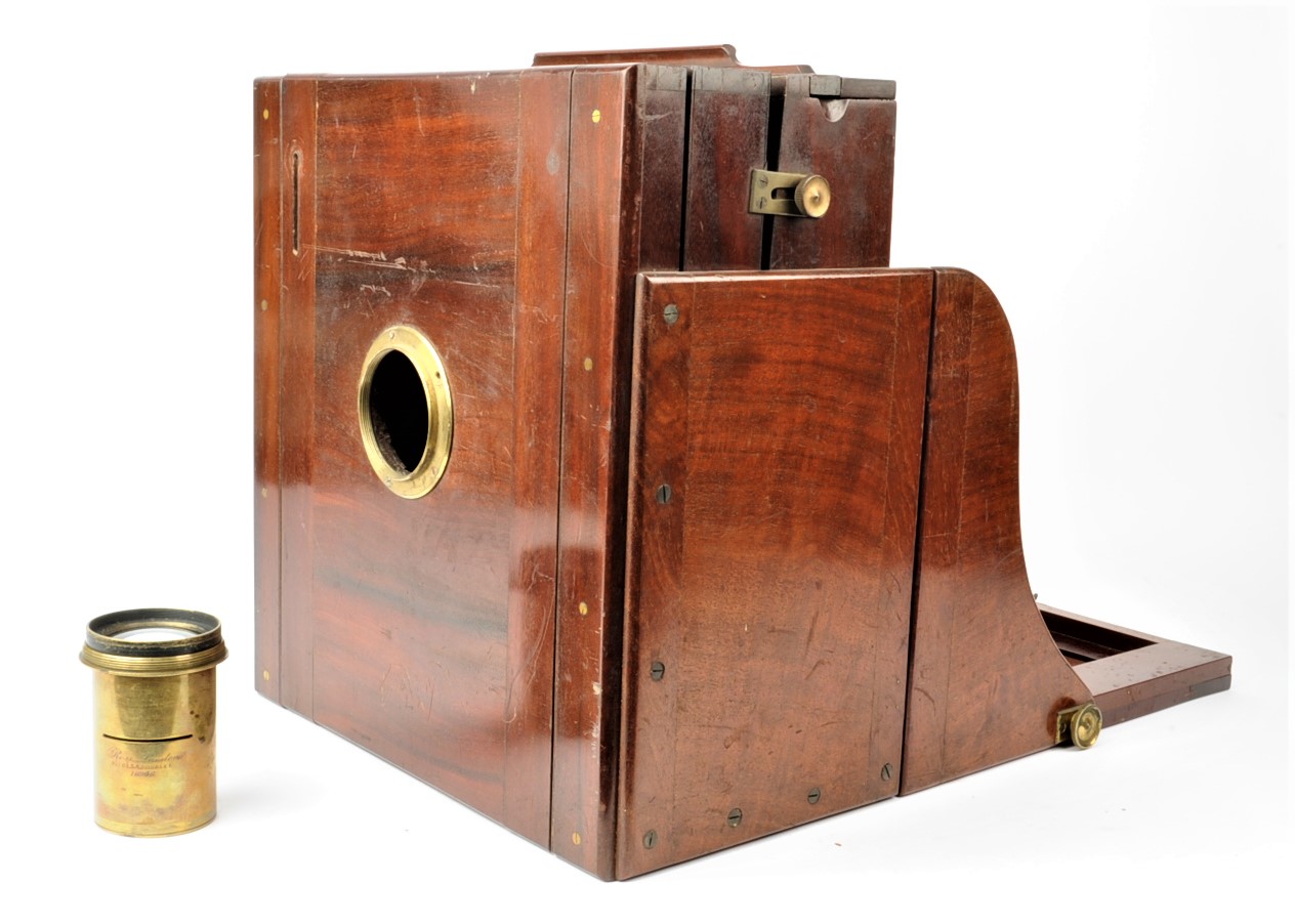 A 19th Century mahogany and brass 10in x 10in J J Shew Tailboard Studio Camera, possibly