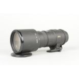A Sigma APO AF Tele APO 400mm f/5.6 Lens, Nikon mount, serial no. 2017247, barrel G, elements F,