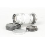 A Leitz Wetzlar Elmar 9cm f/4 Lens, serial no. 1 411 704, 1956, barrel G, elements F, haze and