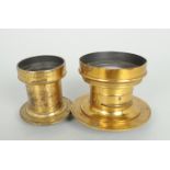 Two Brass Portrait Lenses, both probably Rapid Rectilinear, one marked serial no. 5074, V & A,