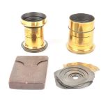 Dallmeyer Brass Lenses, 8in 'Triple Achromatic Lens', with Waterhouse-stop slot, serial no 2814,