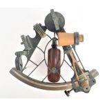 A late-19th Century Heath & Co Ltd anodised brass oval-frame Sextant, with patent scale spring