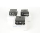 Mamiya Film Backs, two 120 roll film holders RZ, slight fading to rubber, one 120 645 back, some