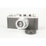 A Leitz Wetzlar Leica II Camera, serial no. 302 671, 1938, body F-G, corrosion specks to chrome,