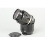 A Nikon Nikkor-P 105mm f/2.5 AI Tele Lens, serial no. 445720, barrel F-G, wear to scalloped focusing