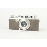 A Leitz Wetzlar Leica IIIa Camera, serial no. 255 560, 1937, body G, shutter sticking, with a