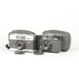 Two Rollei B35 Compact Cameras, made by Rollei Singapore, one black 35 B, shutter working, meter