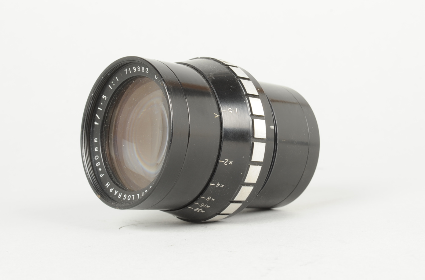 A Dallmeyer Octac Oscillograph 80mm f/1.5 Lens, serial no 719883, barrel G-VG, elements G, tiny nick