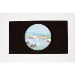 Mahogany-Mounted Static Hand-Painted and Hand-Coloured Magic Lantern Slides, with various scenes,