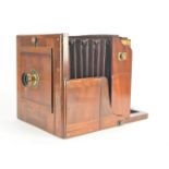 A 19th Century mahogany and brass wet-plate 8in x 8in Meagher Tailboard Studio Camera, with septum