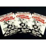 Carry On London Flyers, three Double-Sided Carry On London theatre flyers for the 1973 special