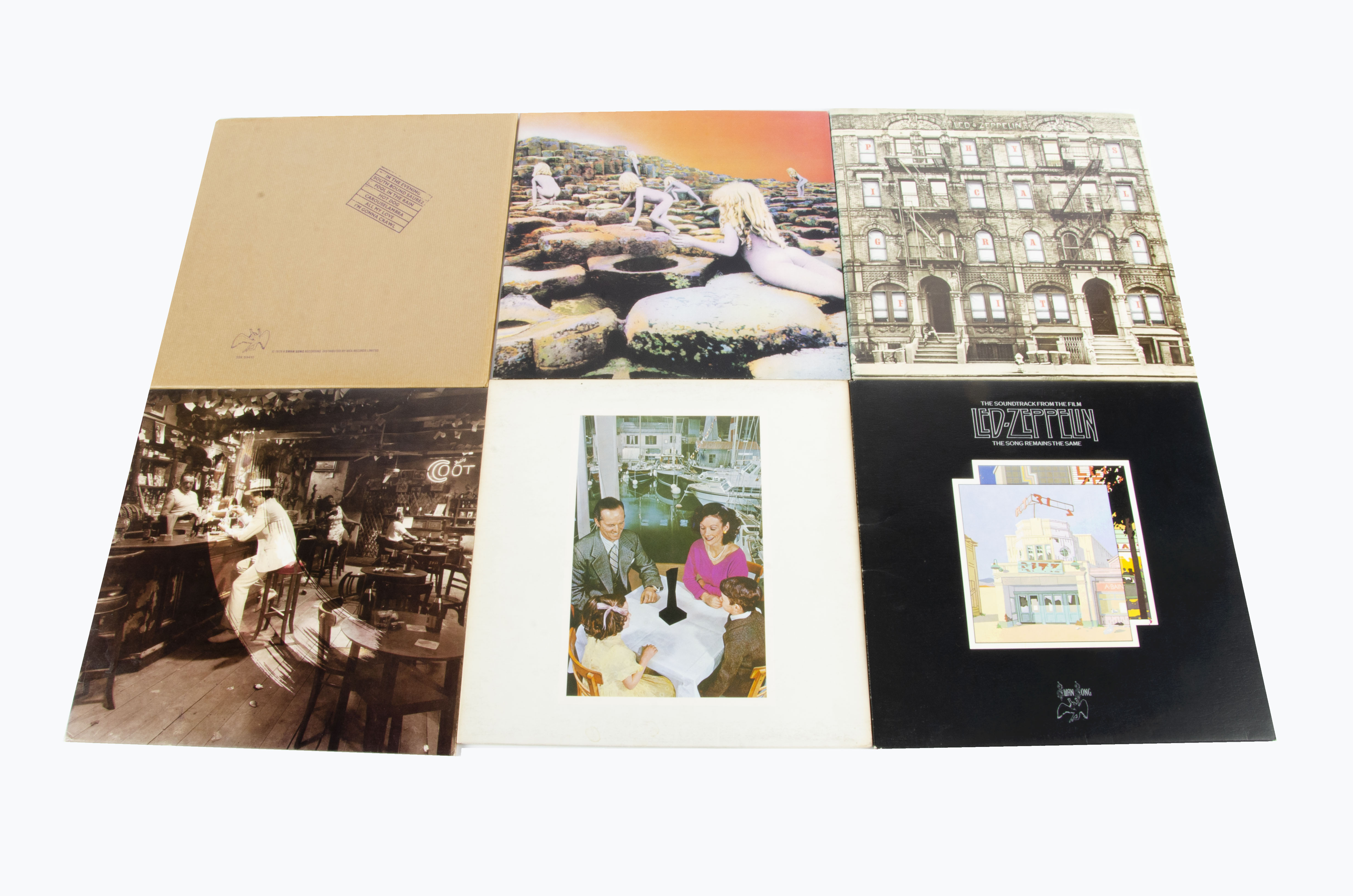 Led Zeppelin LPs, Six UK albums comprising Physical Graffiti (Double), Houses Of The Holy, Presence,