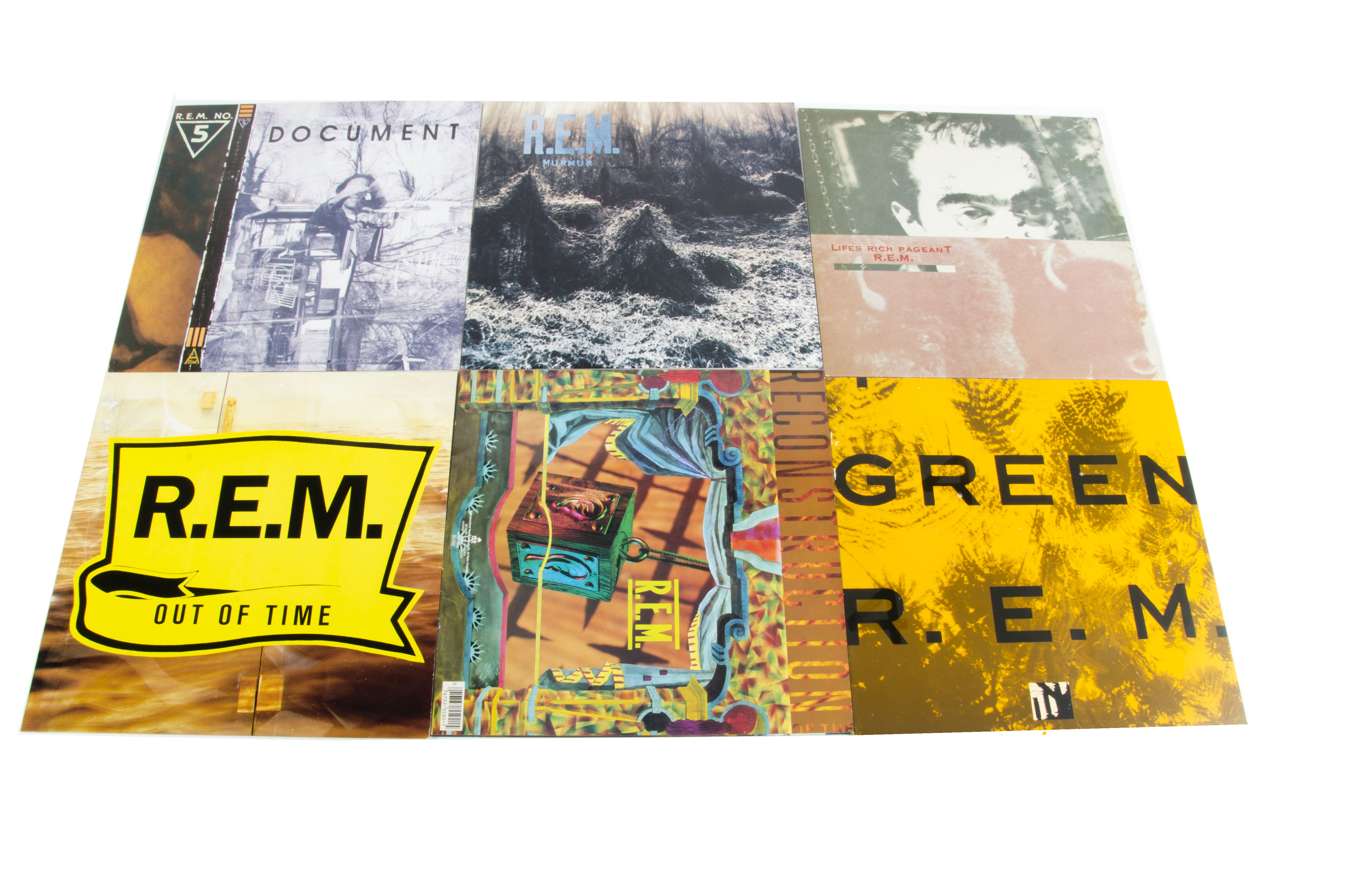 REM LPs, Six albums comprising Life's Rich Pageant, Green, Murmer, Out of Time, Document and