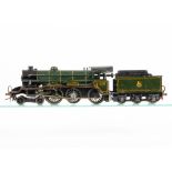 A LNER-styled O Gauge clockwork Class B17 4-6-0 Locomotive and Tender, with scratchbuilt slightly