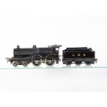 A Bassett-Lowke 0 Gauge 3-rail LMS Class 2P 4-4-0 Locomotive and Tender, in lined gloss black livery