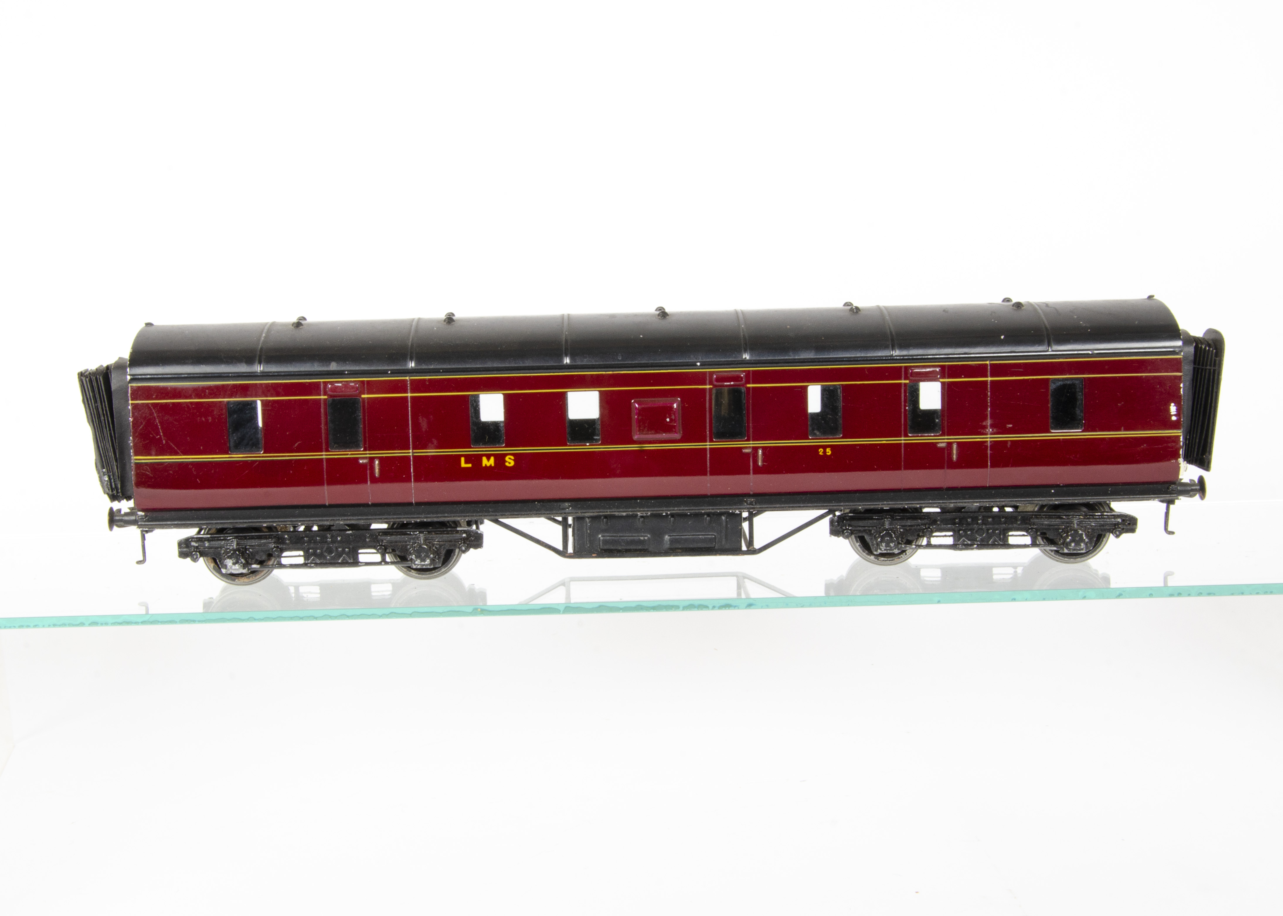 An Exley 0 Gauge K5-type LMS Main Line 50' Corridor Full Brake Coach, in LMS maroon as no 25, G,