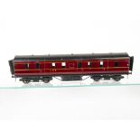 An Exley 0 Gauge K5-type LMS Main Line 50' Corridor Full Brake Coach, in LMS maroon as no 25, G,