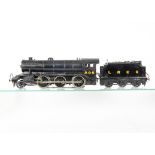 A Modified and Repainted Bassett-Lowke 0 Gauge 3-rail LNER 'Mogul' 2-6-0 Locomotive and Tender,