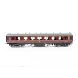 MTH 0 Gauge Finescale LMS crimson standard coach, All Third 8956, with lights, in original box, E,