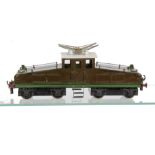 ETS 0 Gauge bogie Steeple Cab electric Locomotive, repainted in plain brown with green strip below