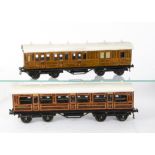 Bing/Bassett-Lowke 0 Gauge LNER '1924-series' Bogie Coaches, an LNER 'teak' all-1st no 1235N and