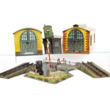 Bing O Gauge Engine Sheds and Other Accessories, an early single-line loco shed with embossed walls,