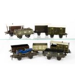 Bassett-Lowke (Winteringham) 0 Gauge GWR and LMS Freight Stock, lithographed tinplate GWR 12T van no