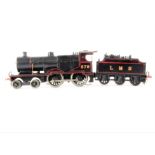 A Modified/Repainted Hornby 0 Gauge 3-rail electric LMS 2P Class 4-4-0 Locomotive and Tender,