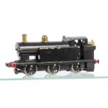 An 0 Gauge live-steam Spirit-fired 'Burton Jinty' 0-6-0 Tank Locomotive, in overall black with brass