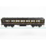 An Early Exley 0 Gauge LMS Corridor 57' 3rd Class Coach, of the pre-war style in LMS dark maroon