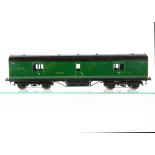 An Exley 0 Gauge K5 Southern Railway Non-Gangwayed 50' Full Brake Coach, in SR gloss green as no