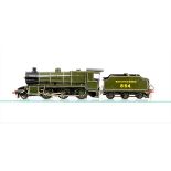 Bassett-Lowke 0 Gauge Southern olive green Mogul 2-6-0 electric Locomotive and Tender, No 864