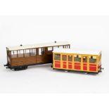 A G Scale (Gauge O) Talyllyn ex-Corris Railway Bogie Coach by Perfect World and Another TR Coach,