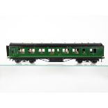 An Exley 0 Gauge Southern Railway 57' Main Line Brake/3rd Class Corridor Coach, in SR gloss green as