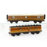 A Milbro 0 Gauge LNER Teak Corridor Full Brake Coach and Another, both made in authentic teak, the