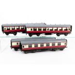 ACE Trains 0 Gauge BR crimson and cream Coaches, M24123, E5029, E13030 and E35260, all in an