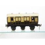 An Uncommon Carette (Bassett-Lowke) 0 Gauge LNWR Clemenson 6-wheeled Full Brake Coach, in