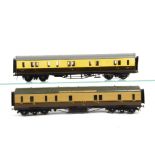 Two Kit-built 0 Gauge GWR Full Brake Coaches, one in metal as no 2864 in lighter brown/fawn, the