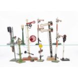 An Assemblage of 'Scale' Continental and US O Gauge Signals, including a very early Märklin arm-