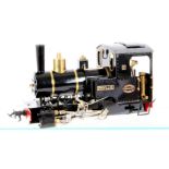 A Roundhouse G Gauge set to 45mm gas fired live-steam 0-4-0 Tank Locomotive, finished in black No