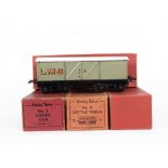 Boxed Hornby O Gauge No 2 Freight Stock, comprising pre-war LMS (VG) and GWR (F-G) cattle trucks,