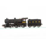 A Finescale O Gauge Kit-built electric ex-GER Class D16/3 4-4-0 Locomotive and Tender, neatly made