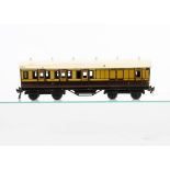 Bassett-Lowke 0 Gauge LNWR 1921 series Third/Brake coach, in chocolate and cream, G