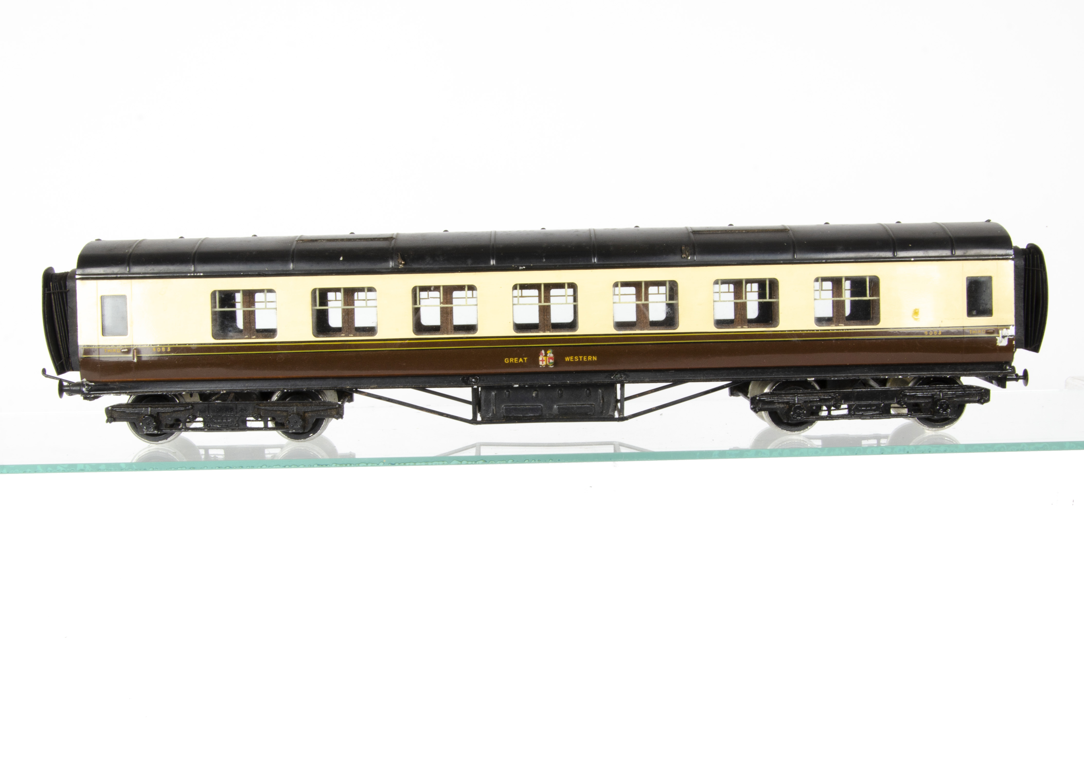 An Exley 0 Gauge K5 GWR Main Line 57' 3rd Class Corridor Coach, in GWR gloss brown/cream as no
