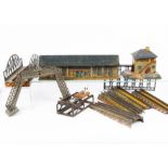 An Assortment of Bing O Gauge Lineside Buildings and Accessories, an early (larger-size) Victoria