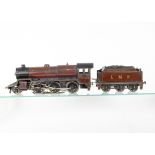 A Modified Bassett-Lowke 0 Gauge 3-rail LMS 'Crab' 2-6-0 Locomotive and Tender, in LMS maroon as