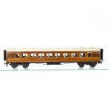 A Milbro 0 Gauge LNER Teak Corridor 1st/3rd Restaurant Car, made in authentic teak with cast '